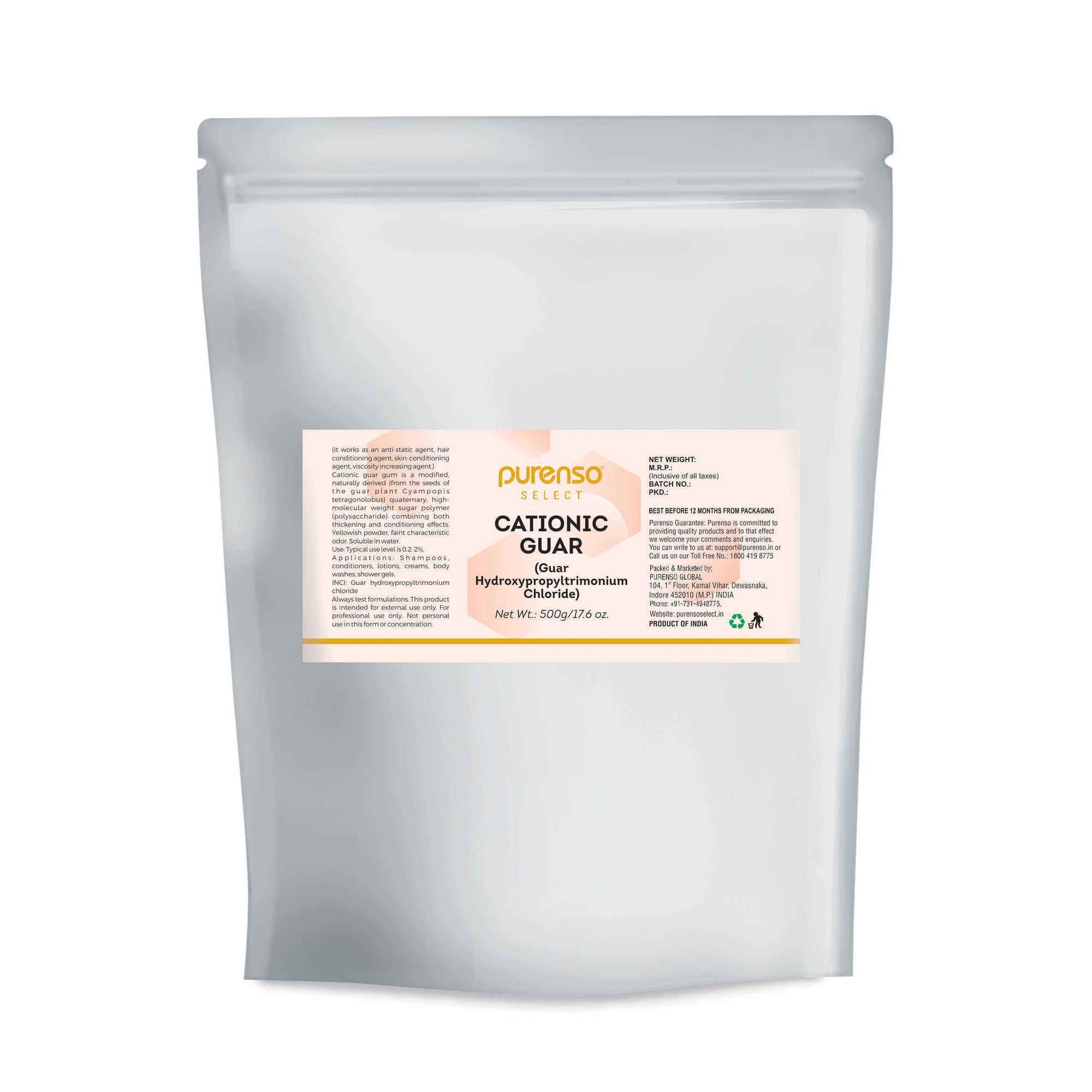 Buy Online Cationic Guar (Guar Hydroxypropyltrimonium Chloride) / GHTC in India - Purenso Select