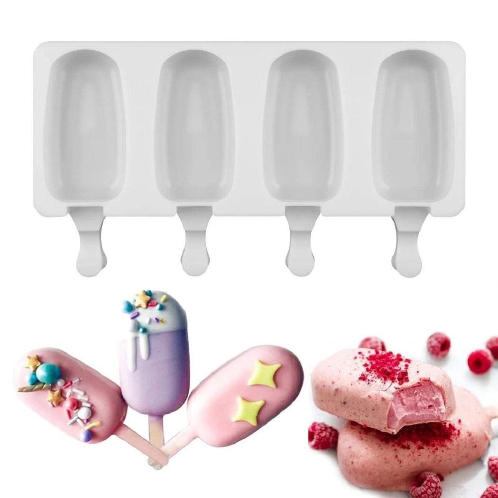 Buy Online 4 Cavities Ice Cream Popsicle Silicone Mould (PUR1015-86) in India - Purenso Select