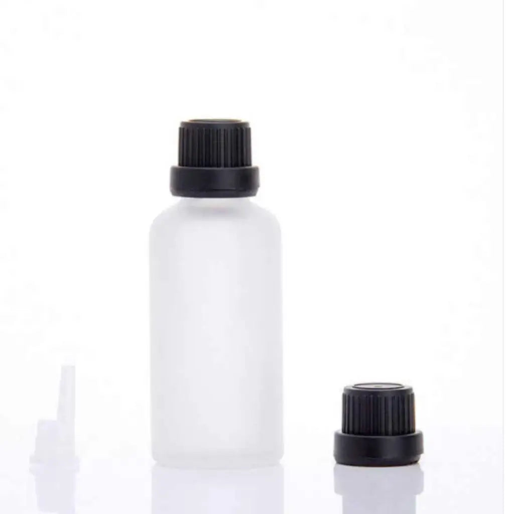 15ml Frosted Glass Bottle with Black Ribbed Cap and Orifice Dropper - PurensoSelect