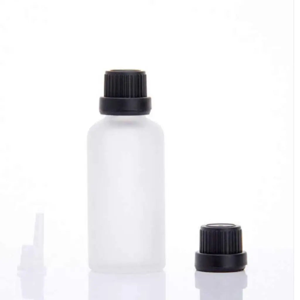 Buy Online 15ml Frosted Glass Bottle with Black Ribbed Cap and Orifice Dropper in India - Purenso Select