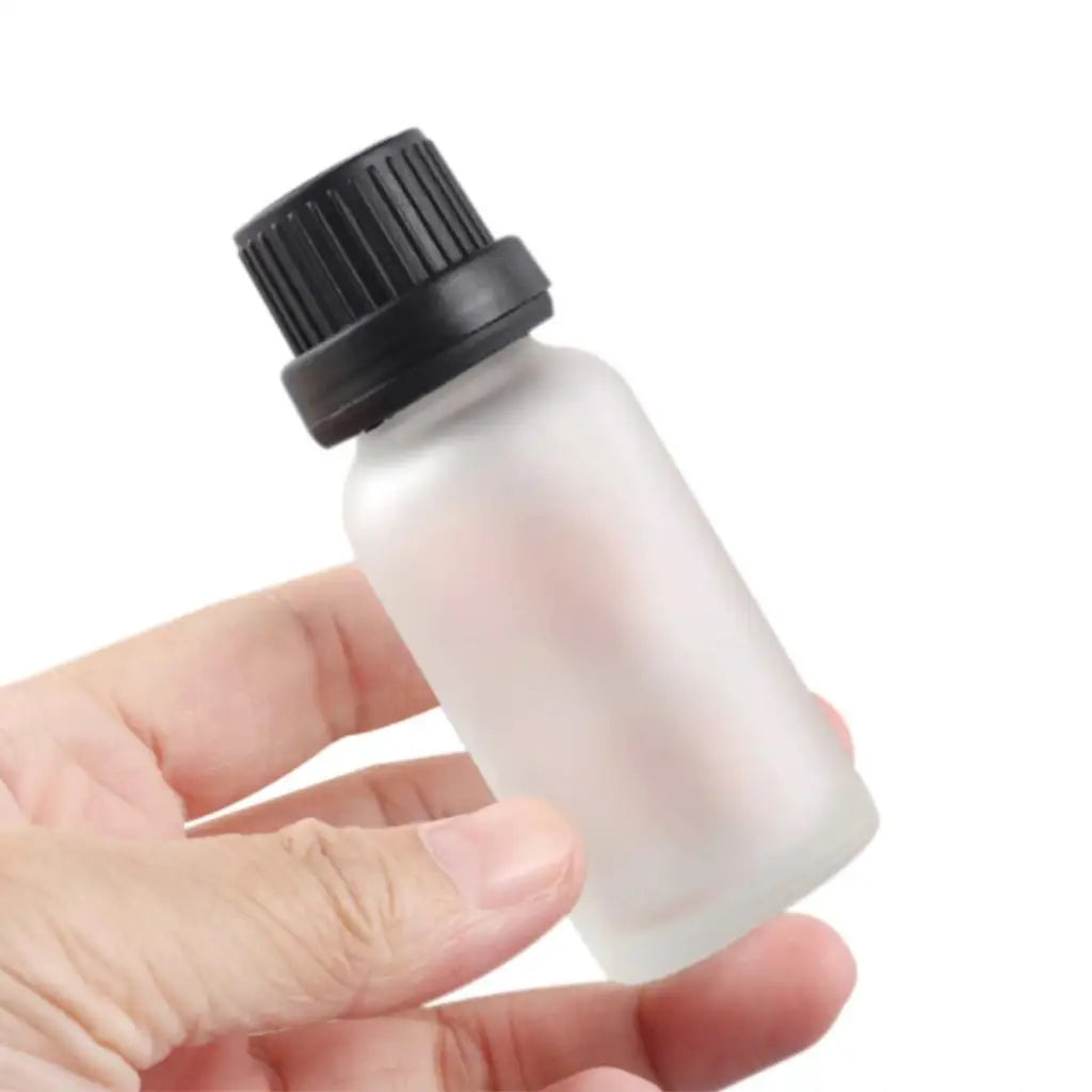 Buy Online 15ml Frosted Glass Bottle with Black Ribbed Cap and Orifice Dropper in India - Purenso Select
