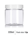 Buy Online 220ml Clear Basic Plastic Jar with White Straight Top Cap in India - Purenso Select