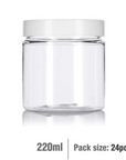 Buy Online 220ml Clear Basic Plastic Jar with White Straight Top Cap in India - Purenso Select