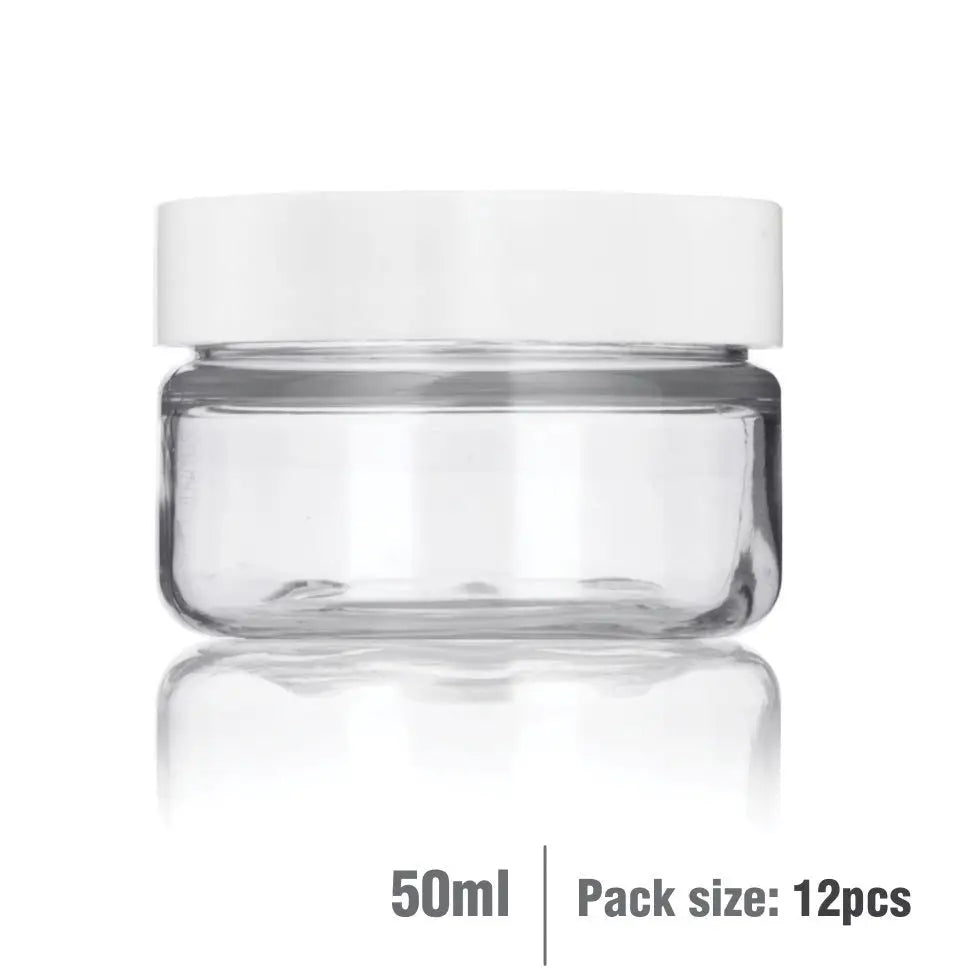 Buy Online 50ml Clear Basic Plastic Jar with White Straight Top Cap in India - Purenso Select