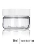 Buy Online 50ml Clear Basic Plastic Jar with White Straight Top Cap in India - Purenso Select