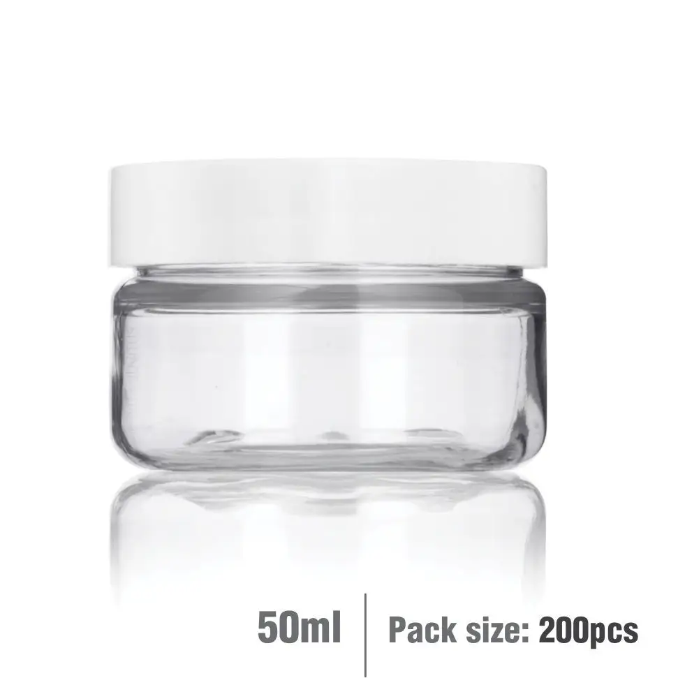 Buy Online 50ml Clear Basic Plastic Jar with White Straight Top Cap in India - Purenso Select