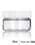 Buy Online 50ml Clear Basic Plastic Jar with White Straight Top Cap in India - Purenso Select
