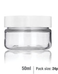 Buy Online 50ml Clear Basic Plastic Jar with White Straight Top Cap in India - Purenso Select