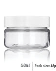 Buy Online 50ml Clear Basic Plastic Jar with White Straight Top Cap in India - Purenso Select
