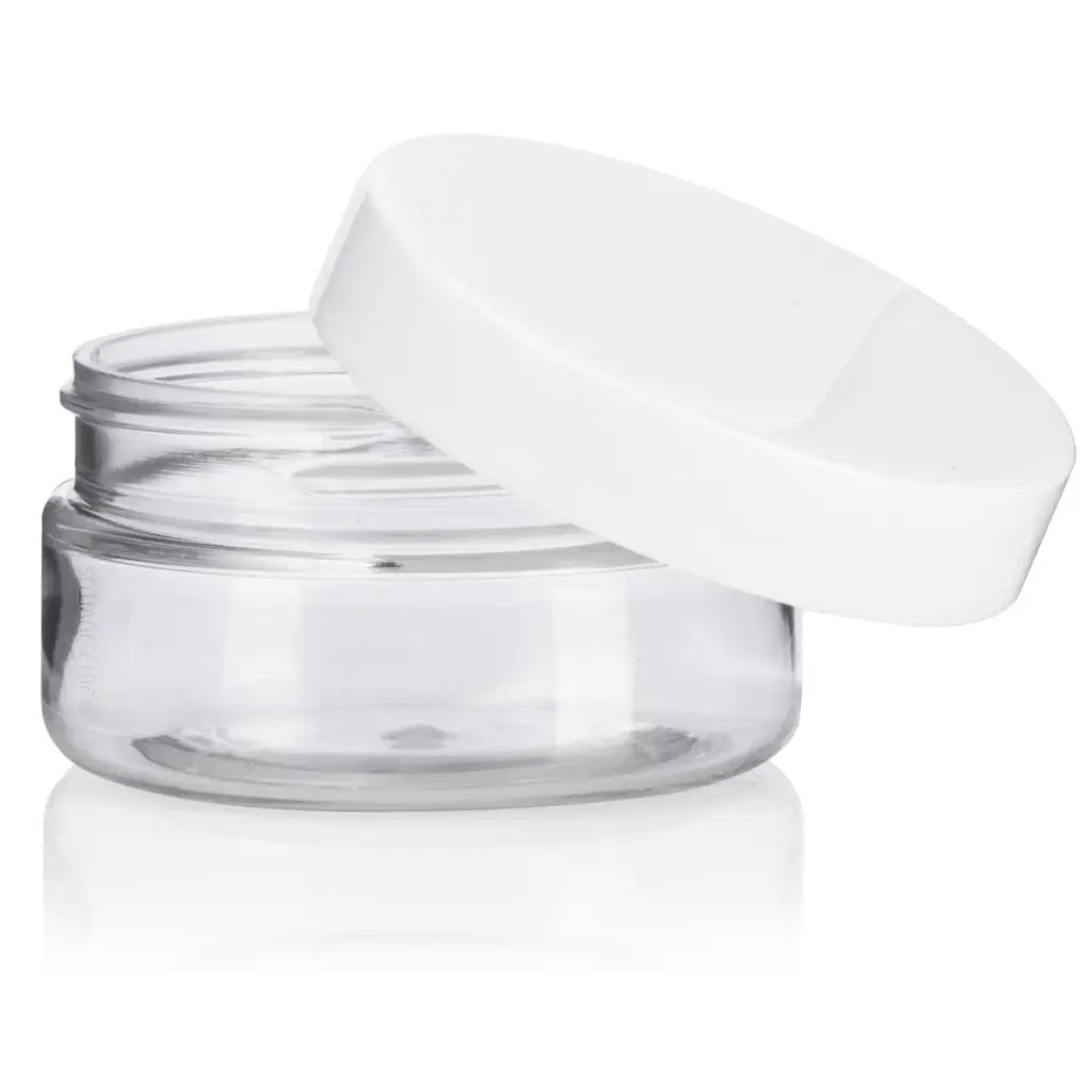 Buy Online 50ml Clear Basic Plastic Jar with White Straight Top Cap in India - Purenso Select