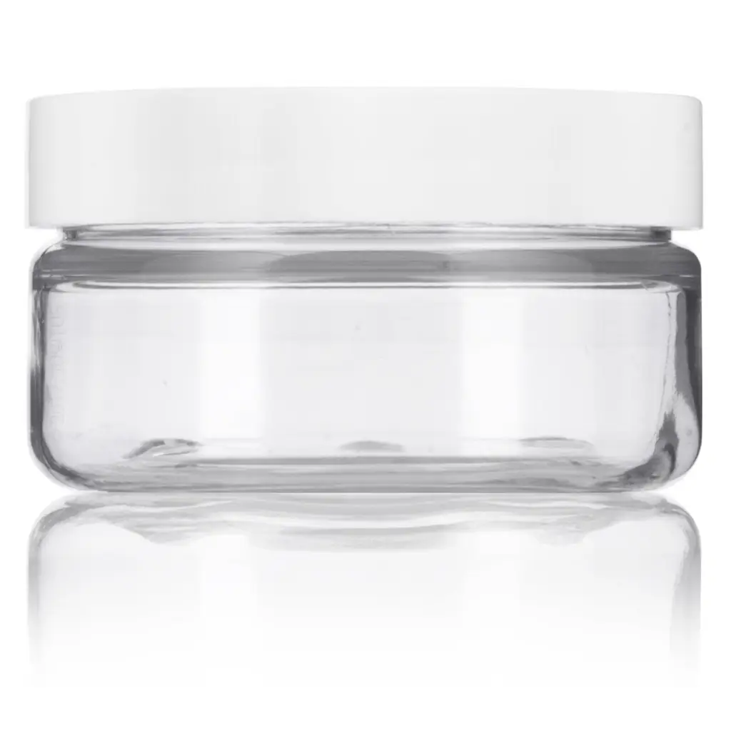 Buy Online 50ml Clear Basic Plastic Jar with White Straight Top Cap in India - Purenso Select