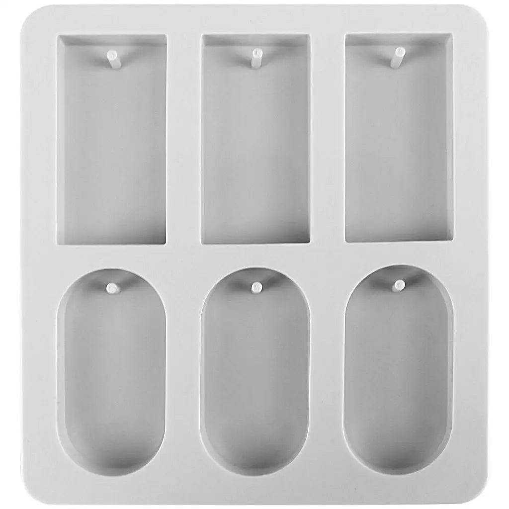 6 Cavities Rectangle and Ellipse Silicone Mould with Hole (PUR1015-52) - PurensoSelect