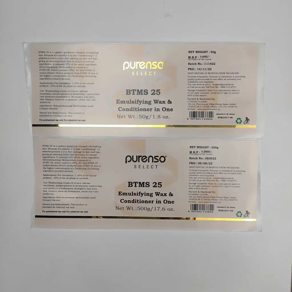 Buy Online BTMS 25 (Behentrimonium Methosulfate & Cetearyl Alcohol) in India - Purenso Select