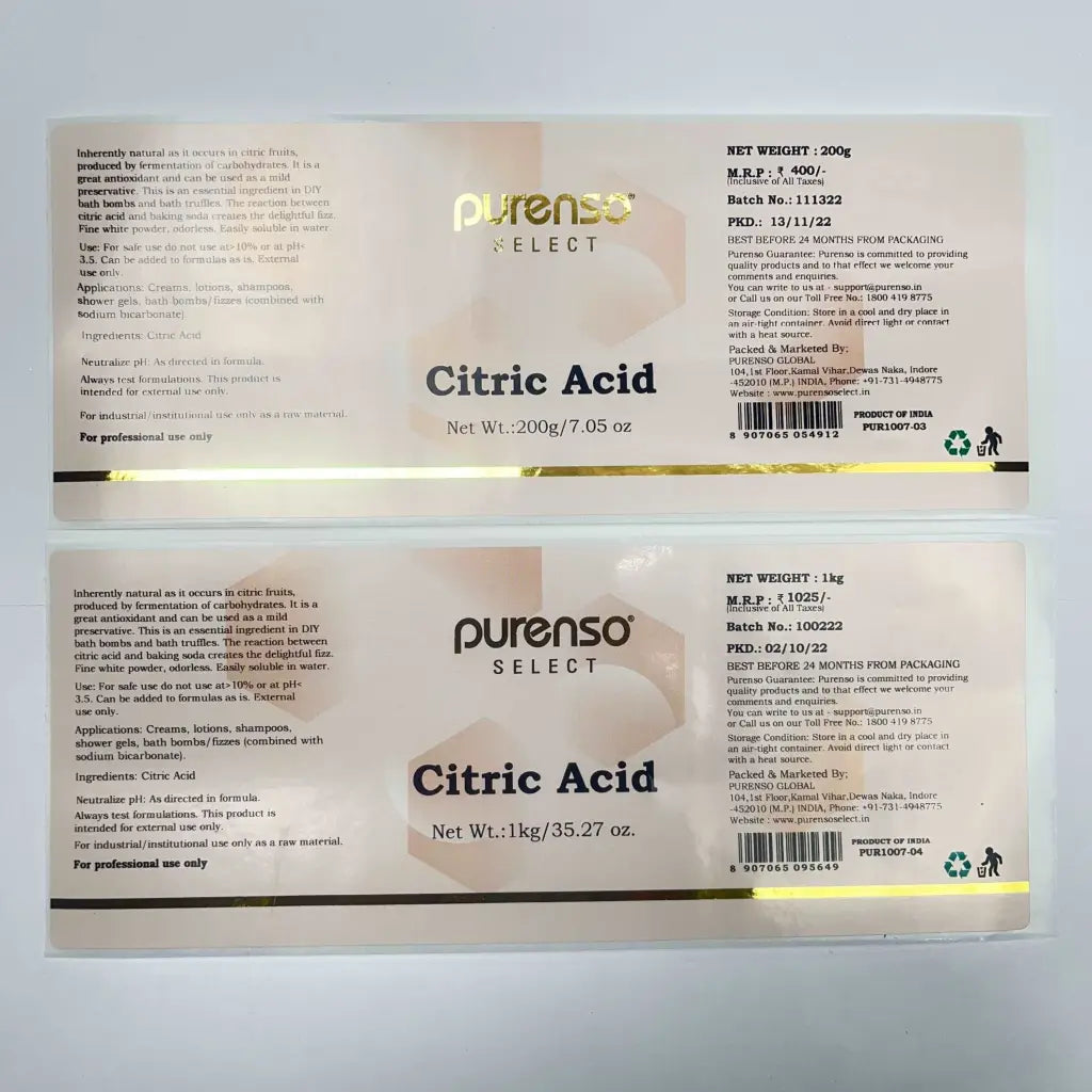 Buy Online Citric Acid Powder in India - Purenso Select