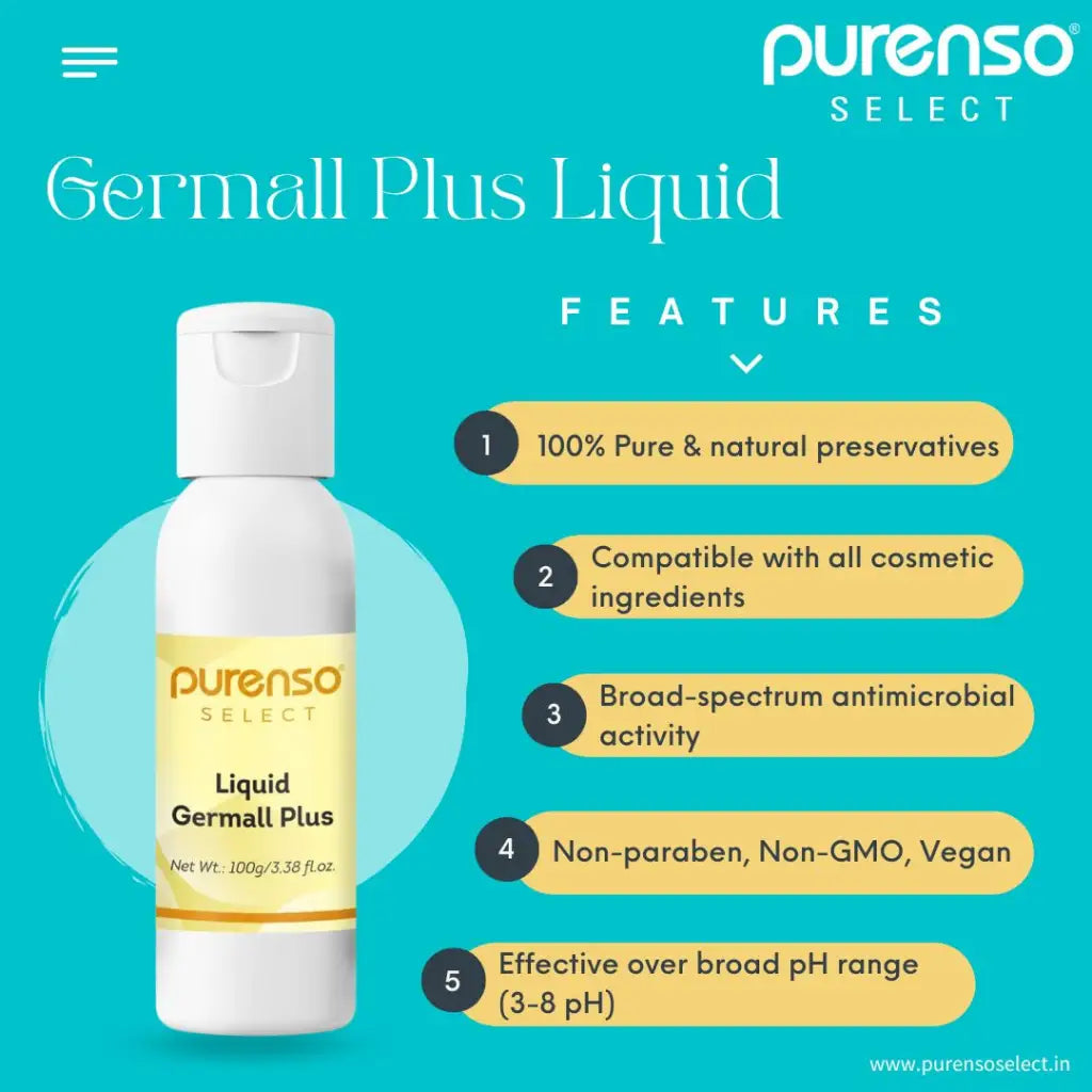 Germall Plus Liquid Preservative - Water Soluble Natural Preservative for  Skin Products - Germall Plus Preservative for Cosmetics & Self Care Body