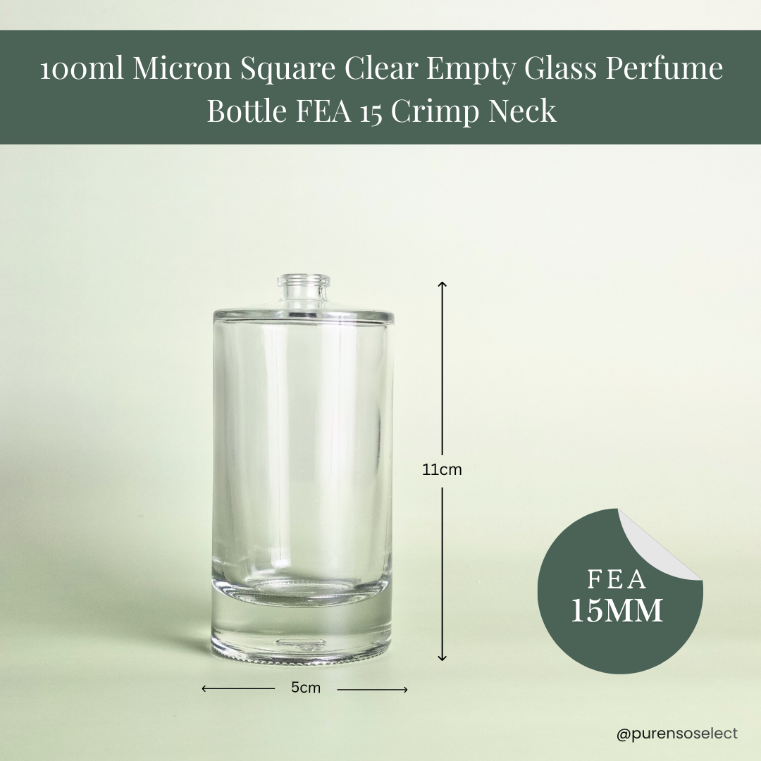 100ml Liril Round Clear Empty Glass Perfume Bottle FEA 15 Crimp Neck