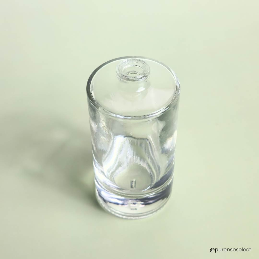 100ml Liril Round Clear Empty Glass Perfume Bottle FEA 15 Crimp Neck