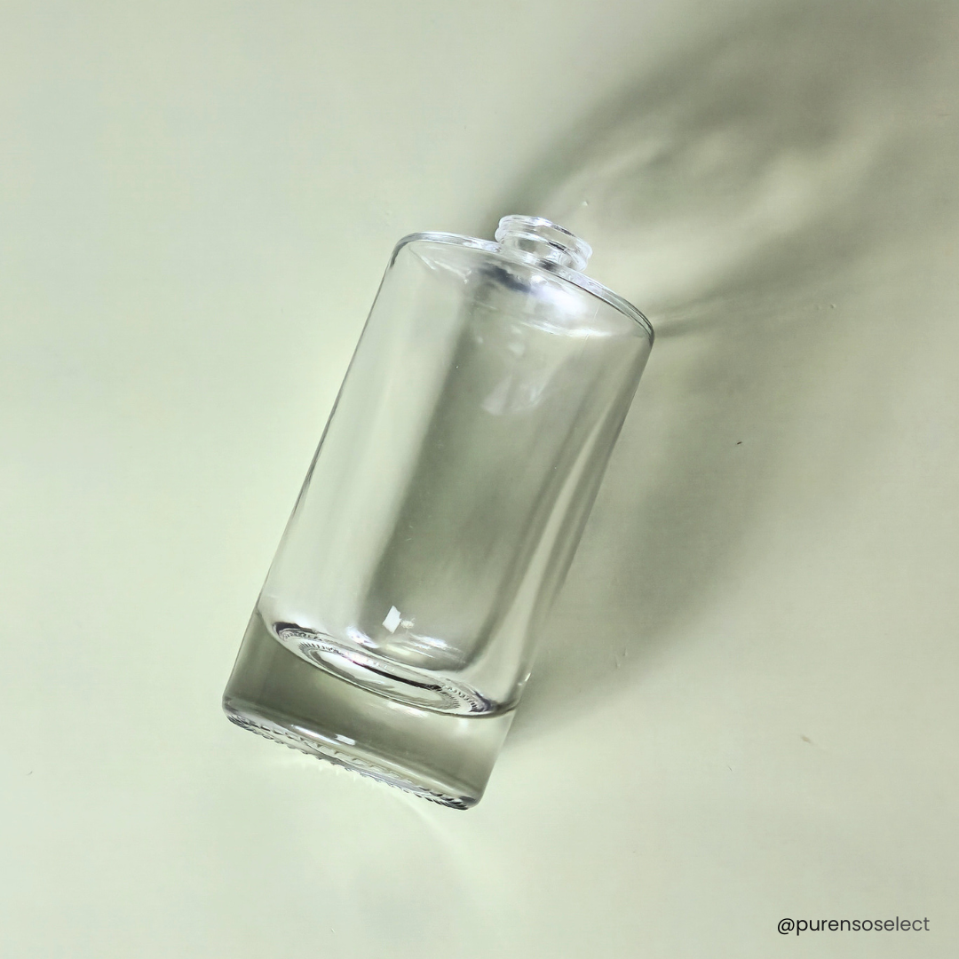 100ml Liril Round Clear Empty Glass Perfume Bottle FEA 15 Crimp Neck