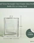 100ml Victor Rectangle Clear Empty Glass Perfume Bottle FEA 15 Crimp Neck