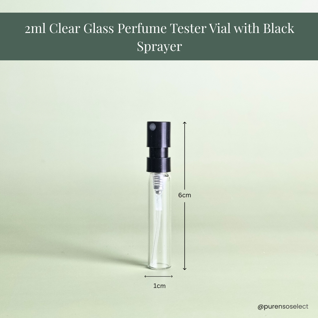 2ml Clear Glass Perfume Tester Vial with Black Sprayer