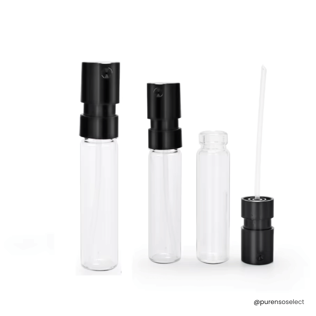 2ml Clear Glass Perfume Tester Vial with Black Sprayer