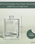 30ml Victor Rectangle Clear Empty Glass Perfume Bottle FEA 15 Crimp Neck