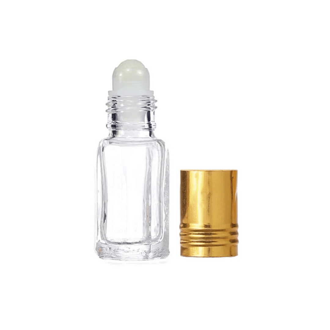 3ml Roll on Clear Empty Glass Bottle With Golden Cap