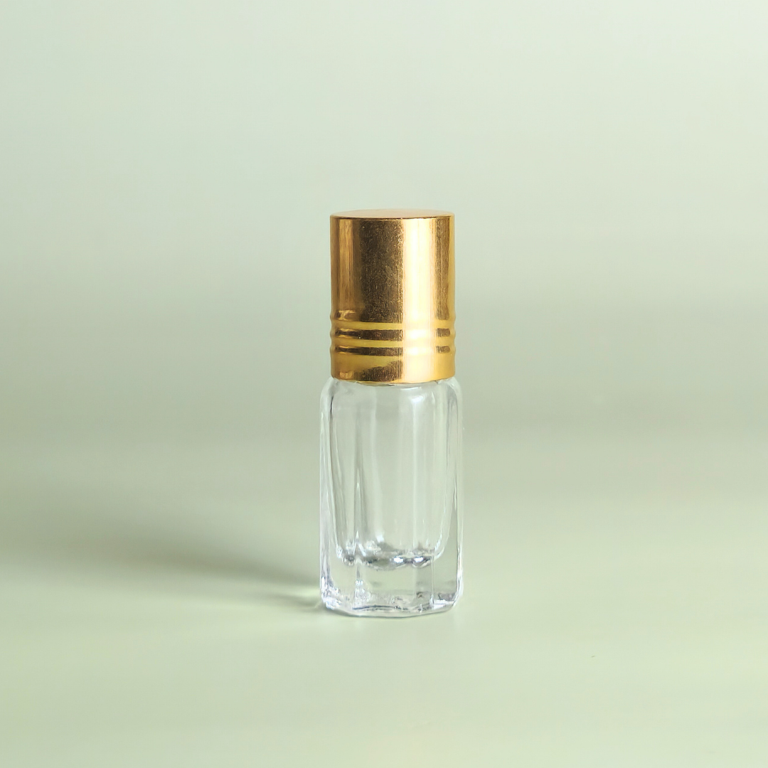 3ml Roll on Clear Empty Glass Bottle With Golden Cap