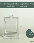 50ml Victor Rectangle Clear Empty Glass Perfume Bottle FEA 15 Crimp Neck