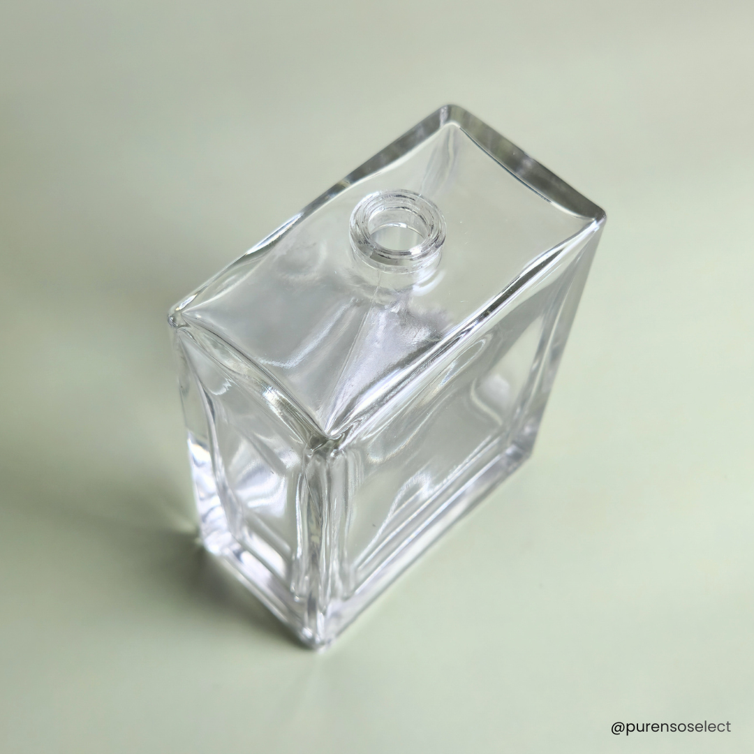 50ml Victor Rectangle Clear Empty Glass Perfume Bottle FEA 15 Crimp Neck