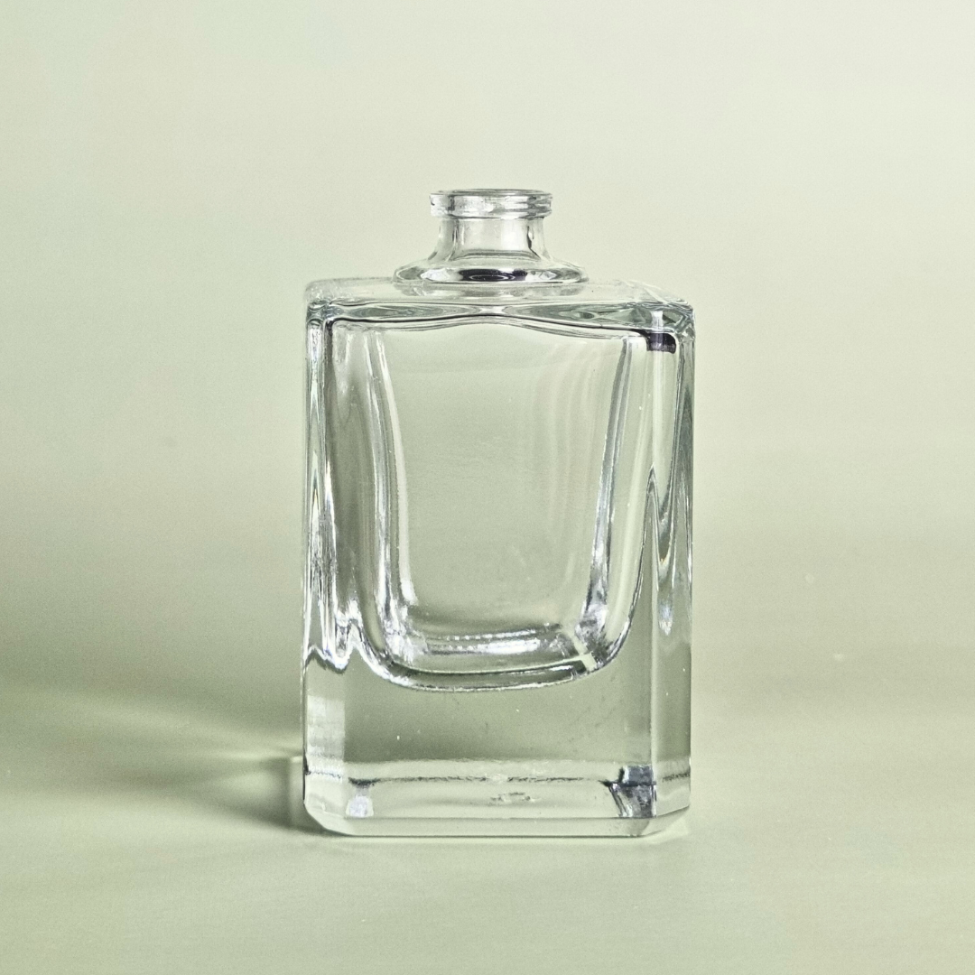 50ml Micron Square Clear Empty Glass Perfume Bottle FEA 15 Crimp Neck