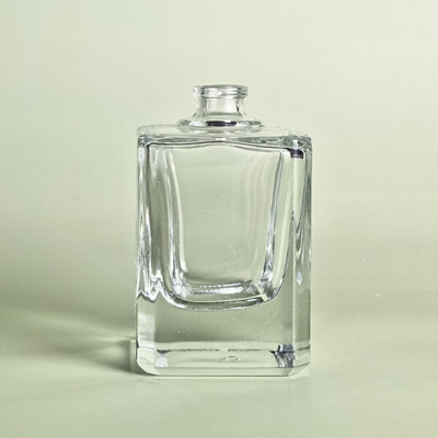 50ml Micron Square Clear Empty Glass Perfume Bottle FEA 15 Crimp Neck
