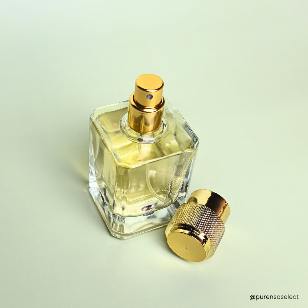 50ml Micron Square Clear Empty Glass Perfume Bottle FEA 15 Crimp Neck