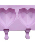 2 Cavities Heart Ice Cream Popsicle Silicone Mould (PUR1015-87)