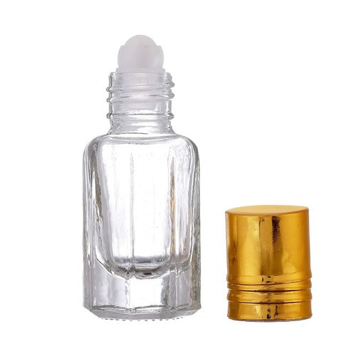 6ml Roll on Clear Empty Glass Bottle With Golden Cap