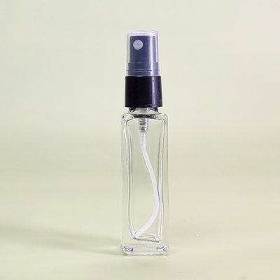8ml Refillable Square Clear Empty Glass Perfume Bottle With Black Spray Pump