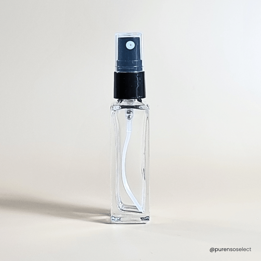 8ml Refillable Square Clear Empty Glass Perfume Bottle With Black Spray Pump