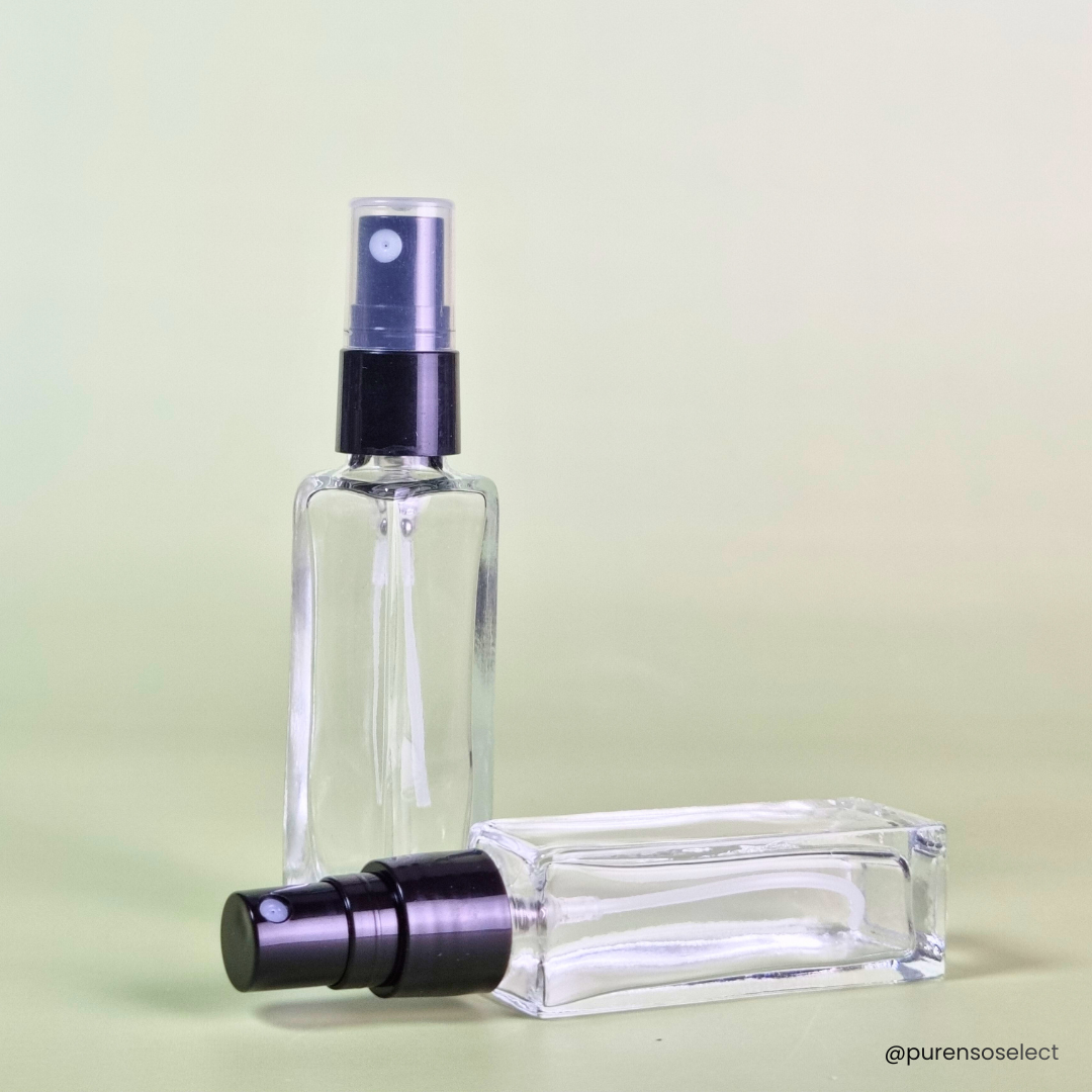 8ml Refillable Square Clear Empty Glass Perfume Bottle With Black Spray Pump