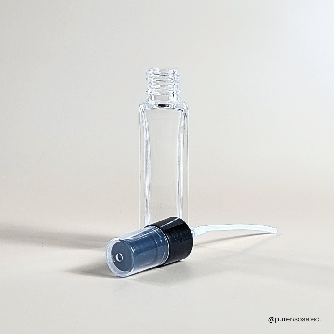 8ml Refillable Square Clear Empty Glass Perfume Bottle With Black Spray Pump