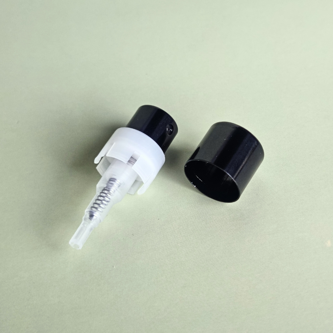 Black Metal Perfume Spray Pump - Self/Easy-Crimp With Ring, 0.1ml (130 FCL), FEA 15