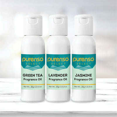 Buy Online Fragrance Oil Combo - Green Tea + Lavender + Jasmine (30g x 3 Bottles) in India - Purenso Select