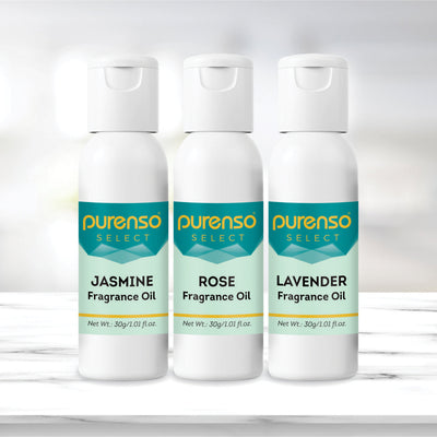 Buy Online Fragrance Oil Combo - Jasmine + Rose + Lavender (30g x 3 Bottles) in India - Purenso Select