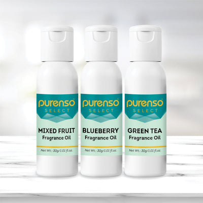 Buy Online Fragrance Oil Combo - Mixed Fruit + Blueberry + Green Tea (30g x 3 Bottles) in India - Purenso Select