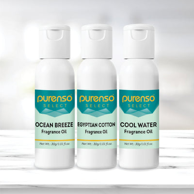 Buy Online Fragrance Oil Combo - Ocean Breeze + Egyptian Cotton + Cool Water (30g x 3 Bottles) in India - Purenso Select