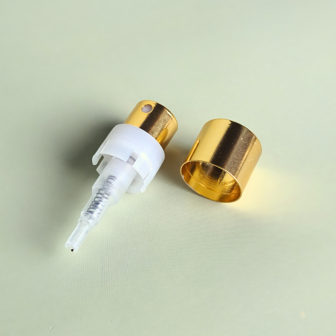 Glossy Gold Perfume Spray Pump - Self/Easy-Crimp With Ring, 0.1ml (130 FCL), FEA 15