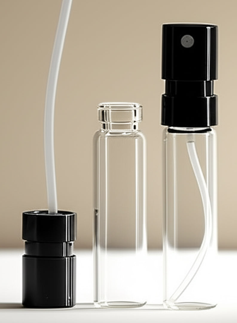 2ml Clear Glass Perfume Tester Vial with Black Sprayer