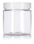 220ml Clear Basic Plastic Jar with White Straight Top Cap - PurensoSelect