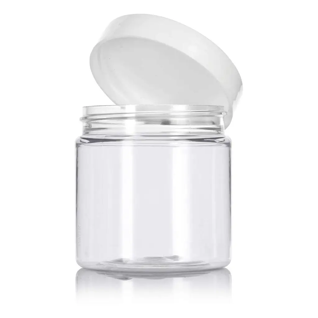 220ml Clear Basic Plastic Jar with White Straight Top Cap - PurensoSelect