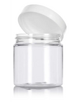 220ml Clear Basic Plastic Jar with White Straight Top Cap - PurensoSelect
