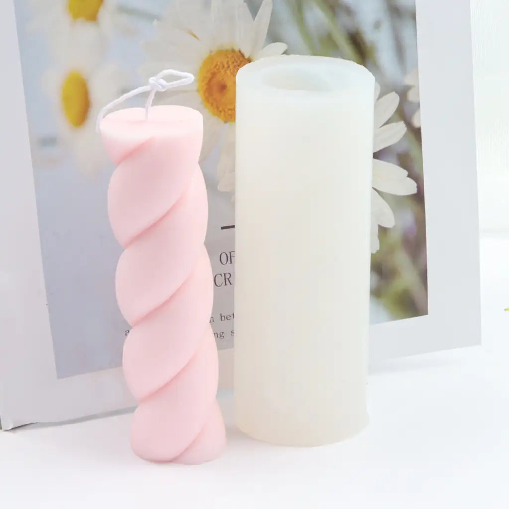 3D Twisted Thick Rope Pillar Candle Silicone Mould